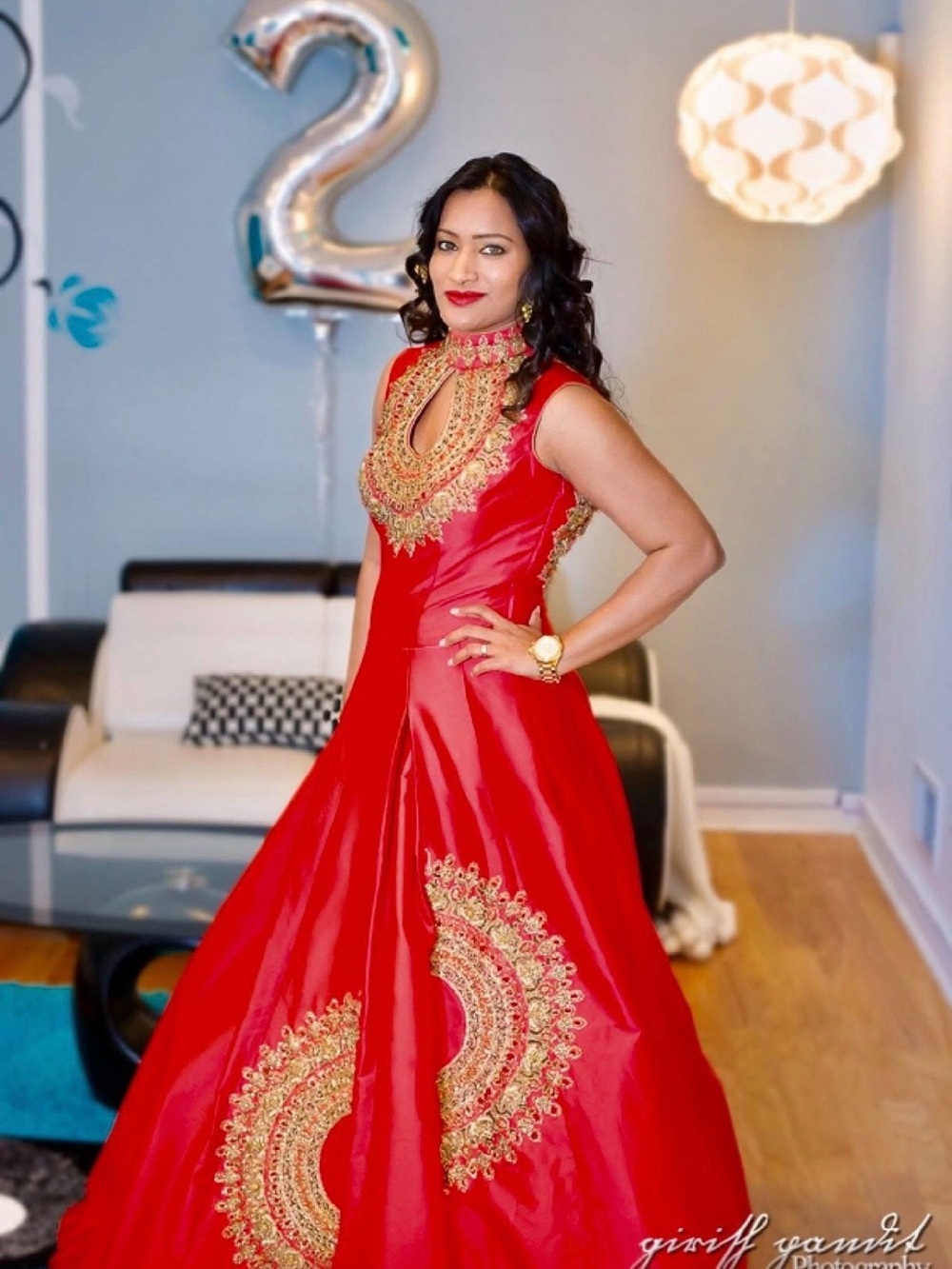 Elegant Dark peachEmbellished Evening Gown